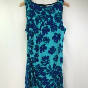 Luxe Carmen Marc Valvo Blue Floral Print Dress